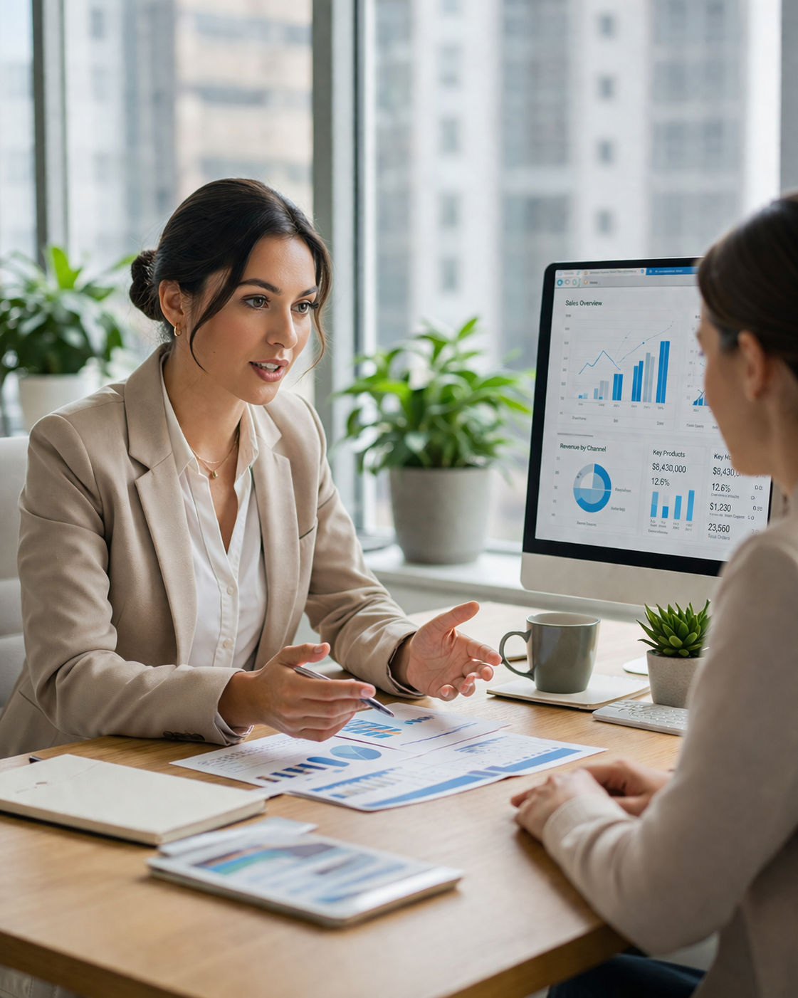 Professional office meeting and business discussion Professional office meeting and business discussion